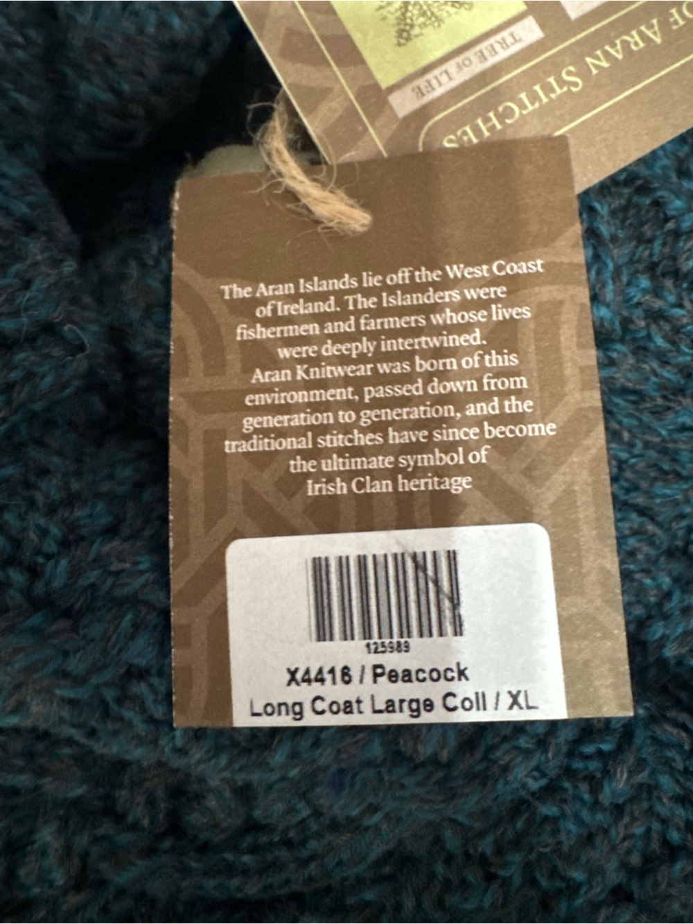 Aran Women's Aran Long Button Cable & Diamond Coat - Picture 2 of 3